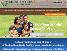 Tablet Screenshot of binghamfarmsdentist.com